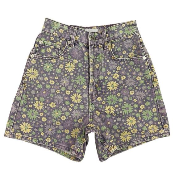 ZARA EU 32 US 0 Floral Daisy Denim Shorts High Rise Retro Summer Vibe - Picture 9 of 10